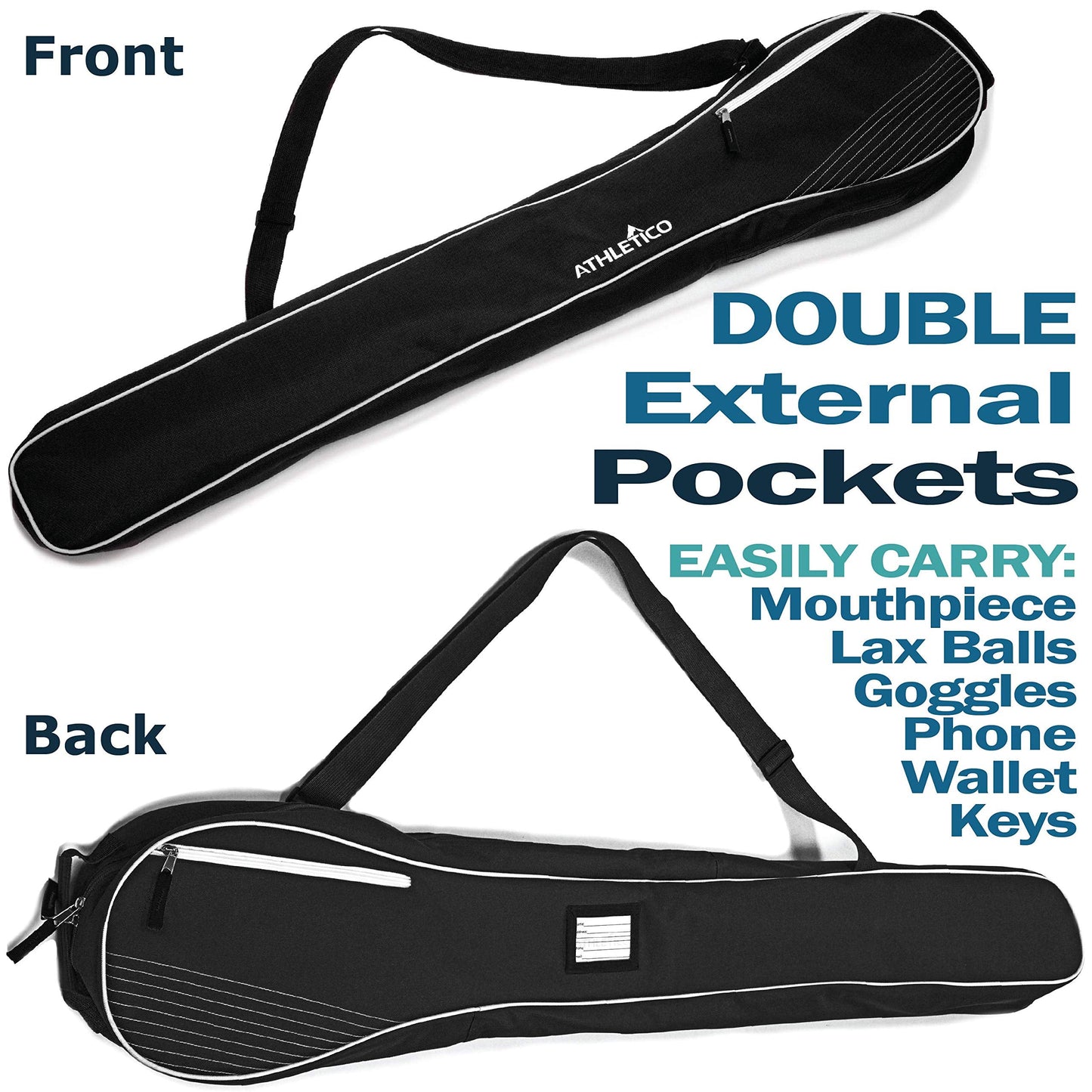 Athletico Lacrosse Stick Bag - Lax Equipment Bags (Black)