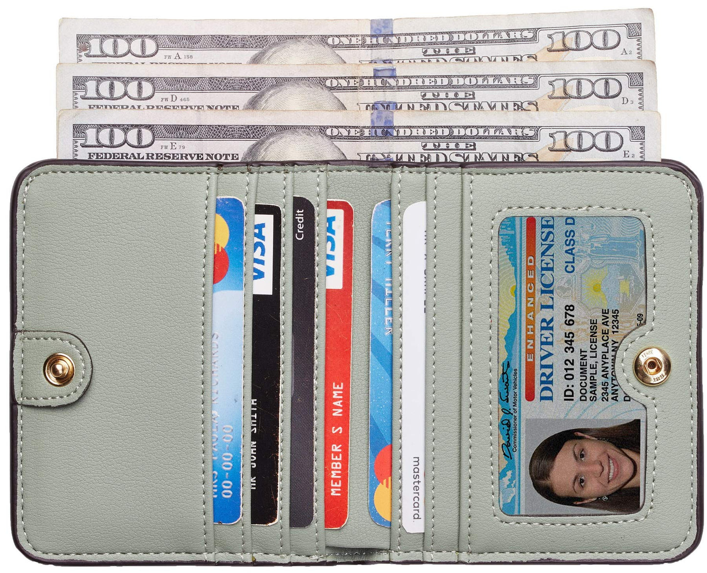 Toughergun Women’s Small Slim Leather Wallet with RFID Protection, Compact Bifold Mini Purse with Clear ID Window