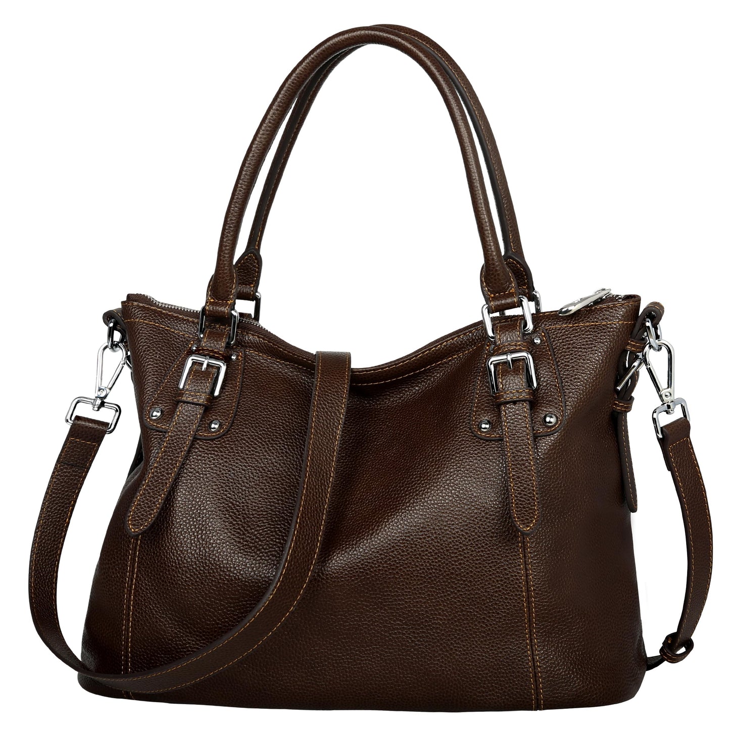 HESHE Genuine Leather Purses and Handbags for Women Tote Shoulder Bag Satchel Designer Purse Top Handle Bags Hobo Crossbody Purse (Large,Coffee)