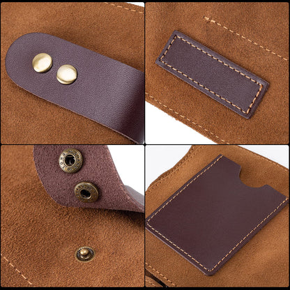 Hair Stylist Scissor Holder Pouch Cases for Hairdressers, Real Leather Scissor Roll Up Bag, Salon Tools Organizer for Barber Hairdresser (V-001-Brown)