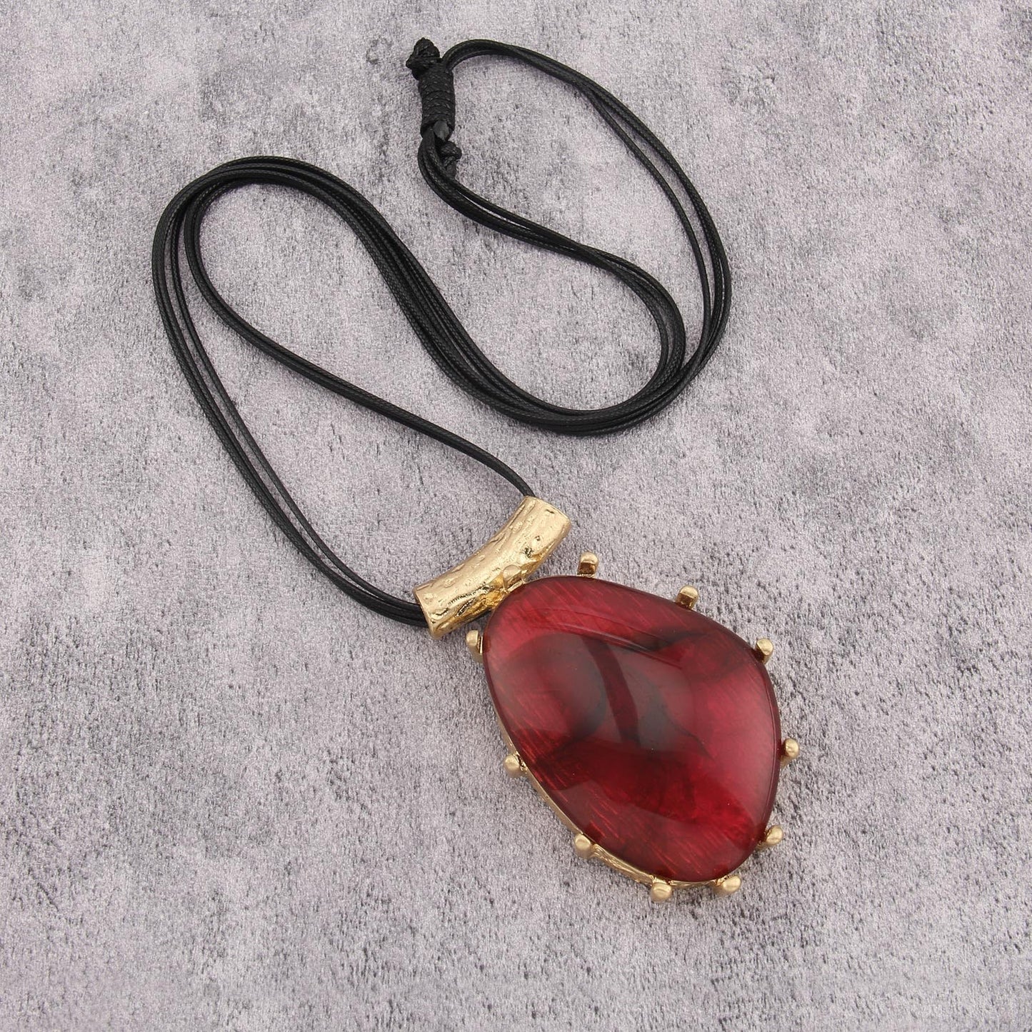 joymiao Big Necklaces for Women Statement Necklace Long Boho Pendant Necklace Bohemian Stone Necklaces Leather Choker Necklace Boho Hippie Jewelry