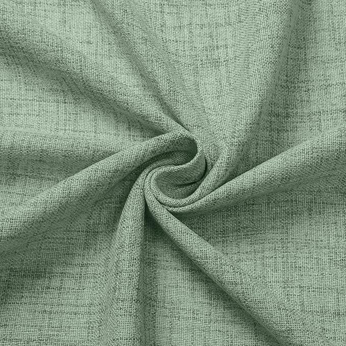 Tollpiz Linen Curtain Living Room Rod Pocket Semi Sheer Curtains Burlap Light Filtering Thick Linen Drape for Bedroom, 54 x 72 inches Long, Sage Green, Set of 2 Panels