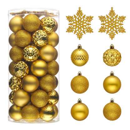 Valery Madelyn Christmas Tree Decorations Ornament Set, 50ct 2 Inches Gold Shatterproof Christmas Ball Ornaments Hanging Xmas Holiday Party Decor