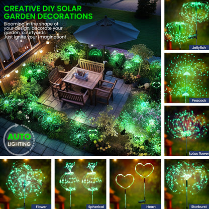 GIGALUMI Garden Outdoor Decor Lights 120LED 4Pack, Solar Garden Lights for Yard Outside Fairy Decorative,Solar Powered for Yard Pathway Flowerbed Planter Balcony Patio Decor（Green）