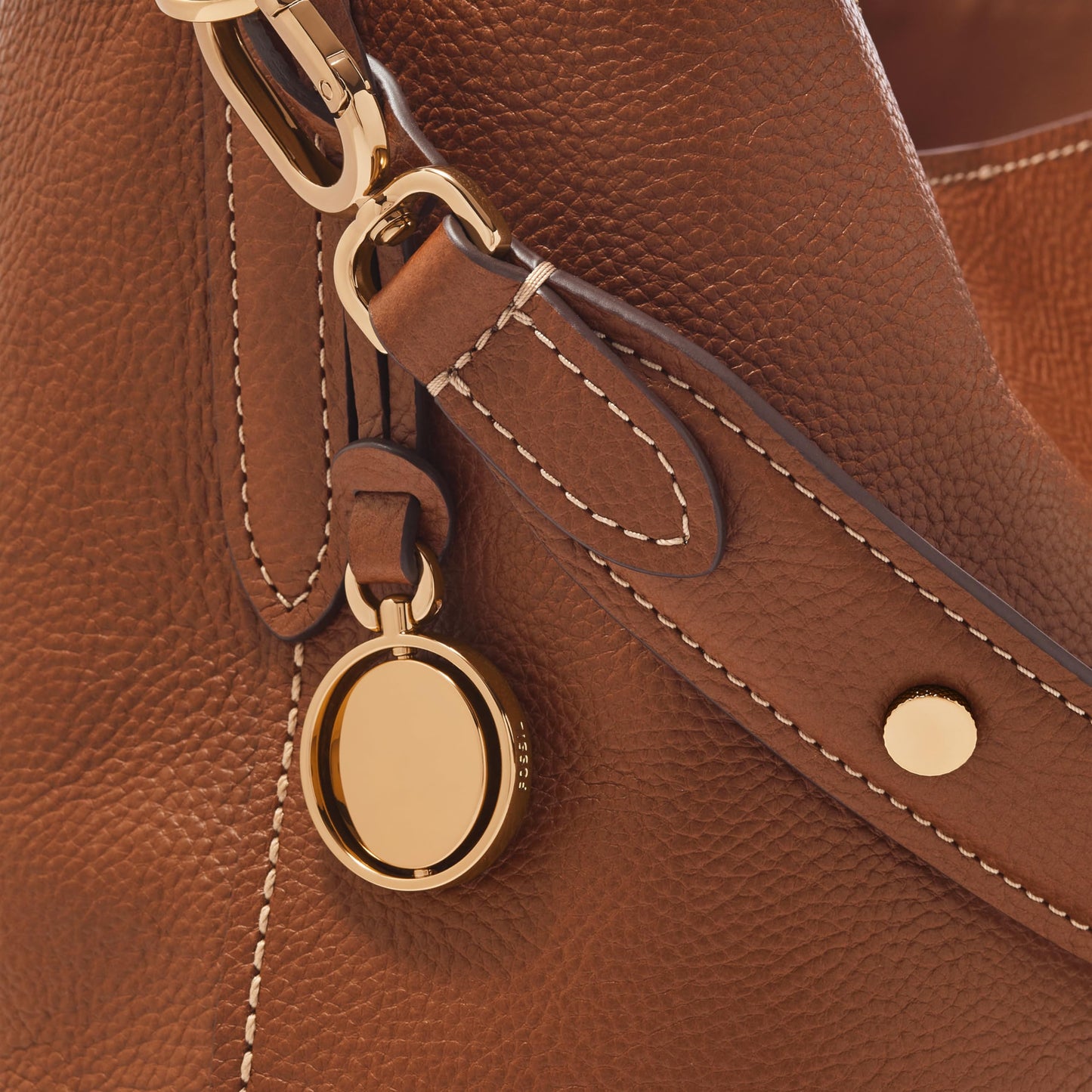 Fossil Women's Jessie Leather Bucket Shoulder Bag Purse Handbag, Purse for Women, Medium Brown