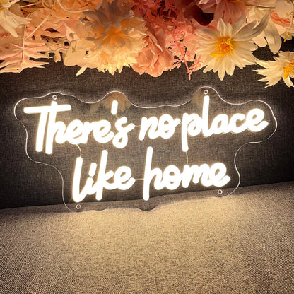 ZPLNOSIN Custom Neon Light Sign There’s No Place Like Home Indoor Bedroom Decor Wall Led Neon Sign Backdrop Flex Bar Christmas Party Wedding Living Room 5V USB Warm White 40x19.2cm