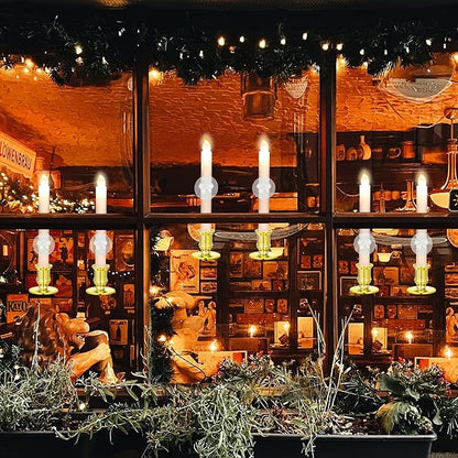 YAUNGEL Window Candles, 2 Pack LED Battery Operated Christmas Candles for Windows with Remote Timer Electric Candle Lights with Removable Candle Holders Suction Cups for Christmas Decorations