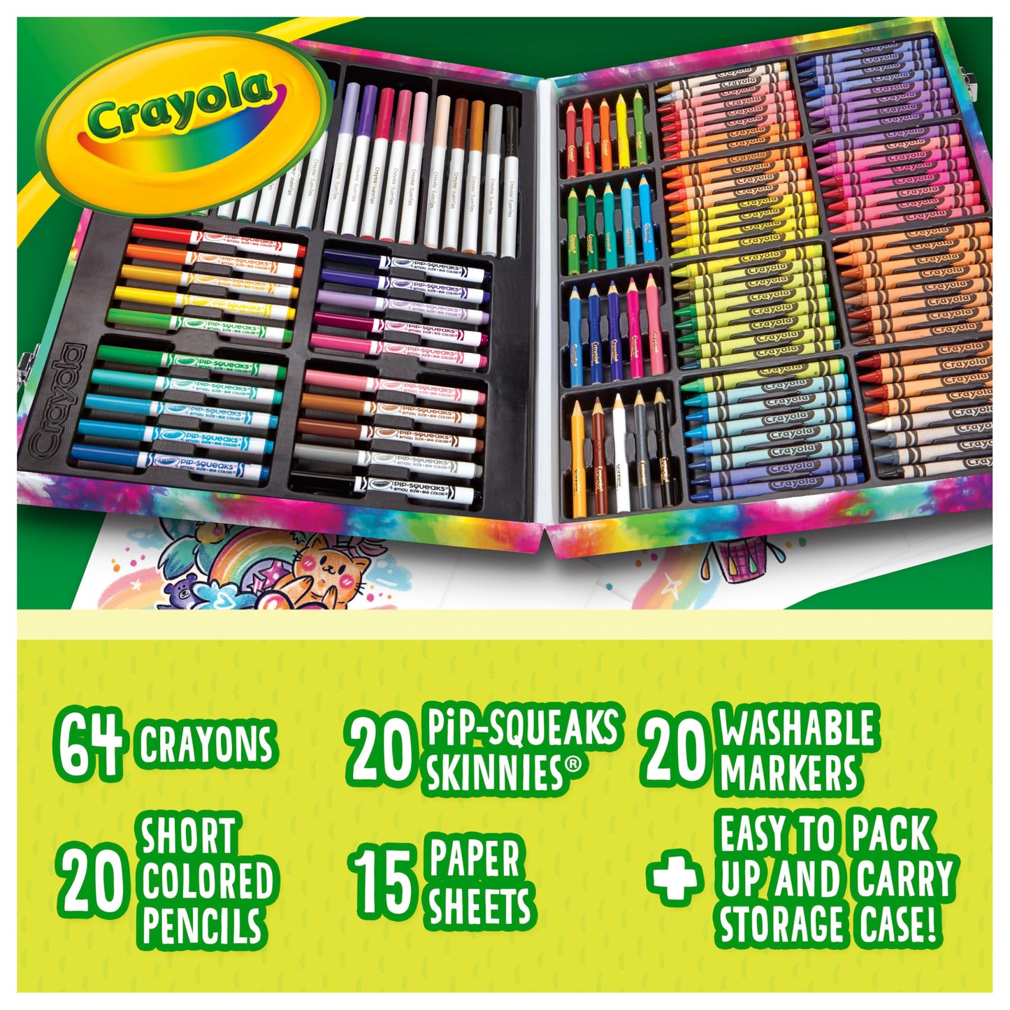 Crayola Inspiration Art Case Coloring Set - Tie-Dye (140ct), Essential Easter Basket Stuffers, Art Supplies Set For Kids, Travel Drawing Kit, Gift for Girls & Boys, Ages 5+ [Amazon Exclusive]