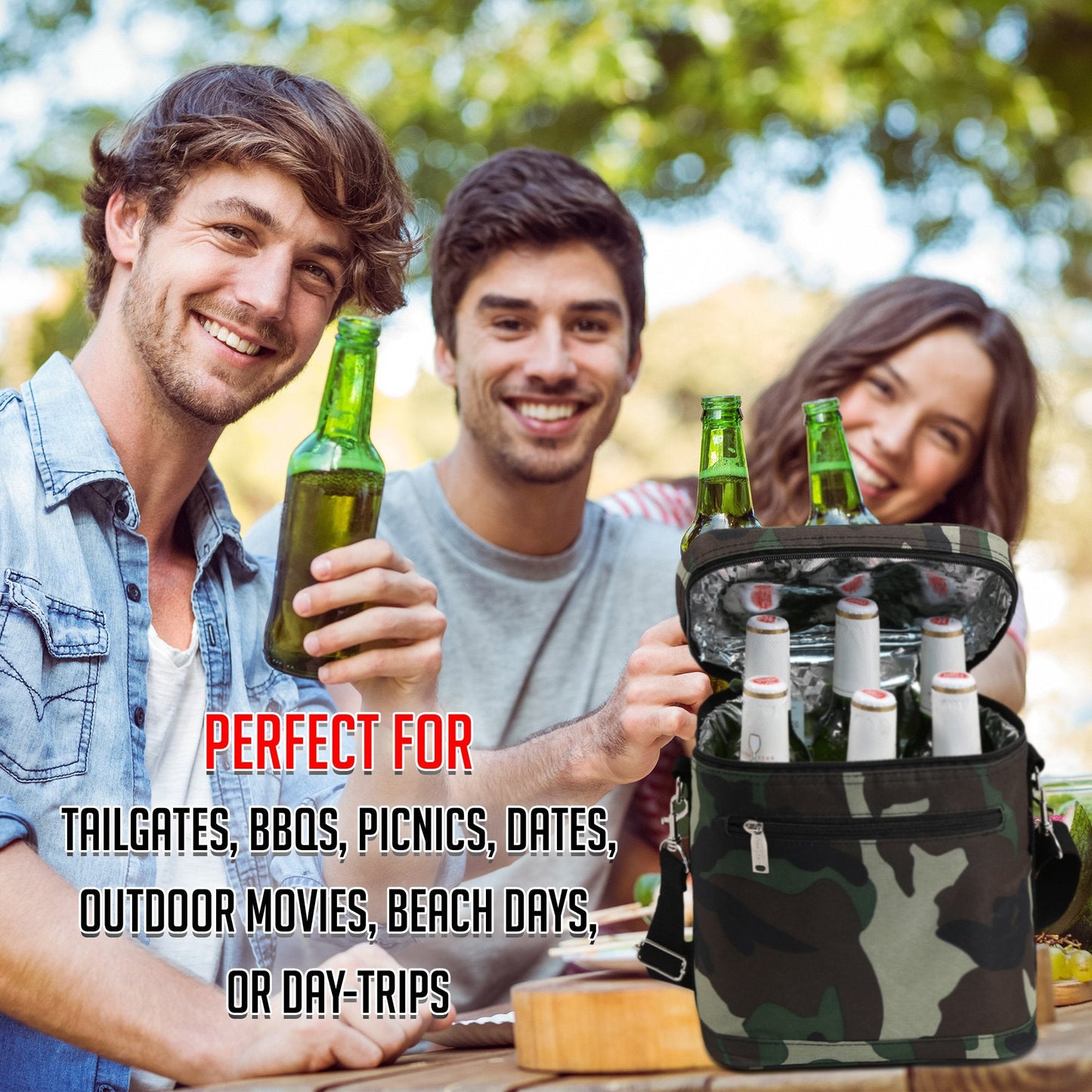 Primeware 6 Pack Bottle Beer Bag Extra Thick Insulation Keeps Drinks Cold Multi-Use for Water, Beer, Coffee or Any Other Beverage, BYOB & Barbecues (Black)