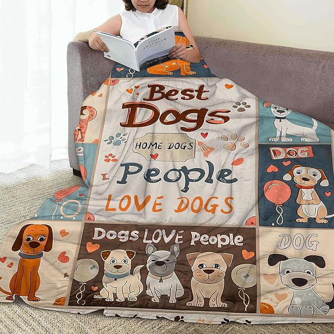 Cute Puppy Throw Blanket, Cartoon Blanket Throw for Adults, Lightweight Soft Cozy Blanket for Couch Sofa Bed Room Decor 50x60 Inches