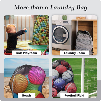Mesh XL Laundry Bag - Large 24" x 36" - Durable, Machine Washable with Secure Drawstring Closure - Perfect for College Dorms, Laundromats, Apartments (Black)
