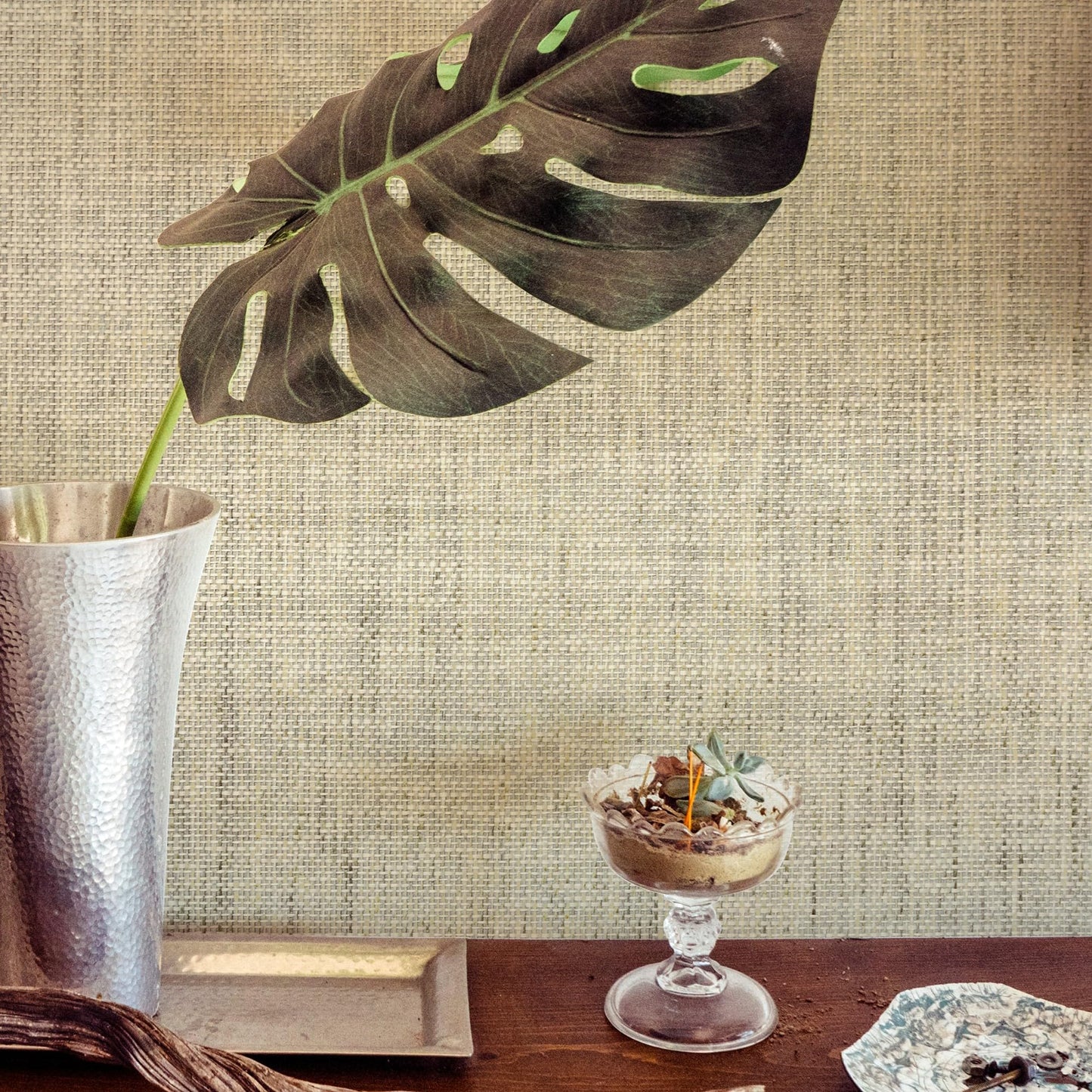 Ansehan Grasscloth Textured Wallcovering W712 Terraces Collection 36" W x 8 Yard L, Natural Modern Paper Weave, Non Prepasted Home Décor for Boho Living Sapce Feature Wall, Beige/Gray/Wheat