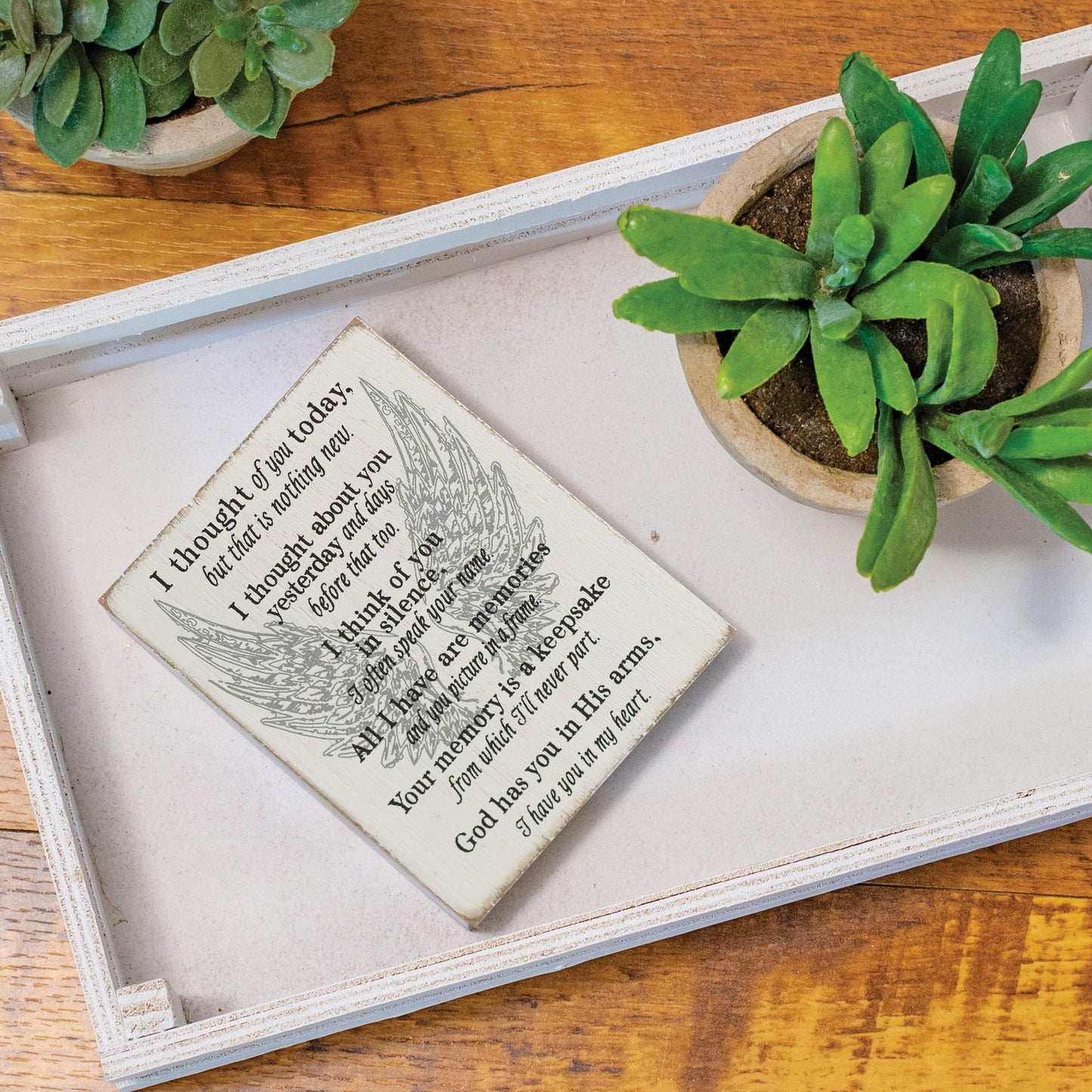 Dicksons Thought of Your Memories Keepsake Black Angel Wings 4 x 3 MDF Decorative Wall Sign Plaque