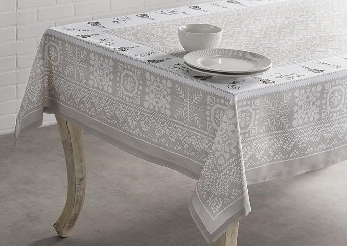 Maison d' Hermine Table Cloth Square Table 100% Cotton 60 x 60 Inches Fall Tablecloth Reusable Everyday Use for Thanksgiving Christmas Decorations Dining Farmhouse Party (Cozy Christmas)
