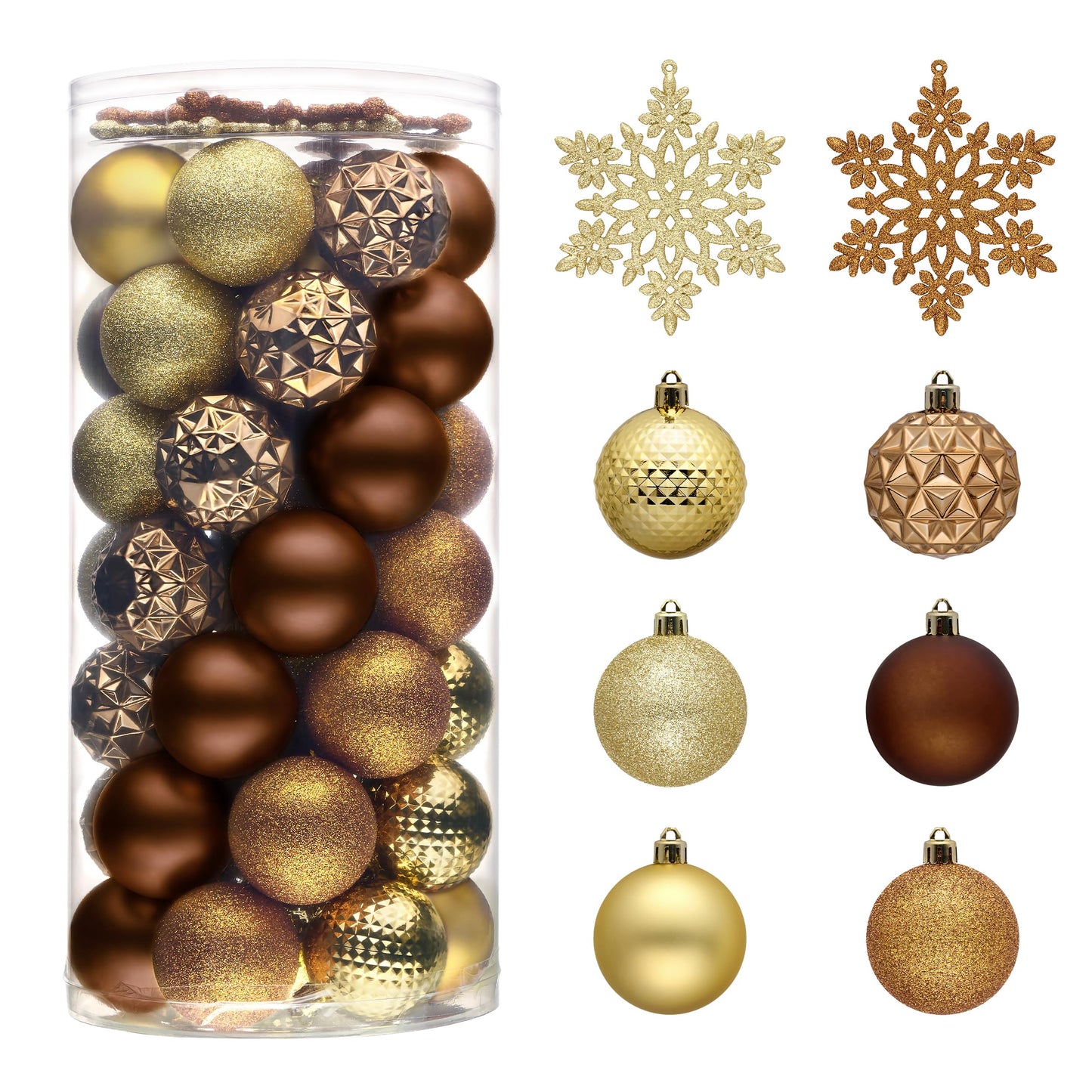 Valery Madelyn Christmas Tree Decorations Ornament Set, 50ct 2 Inches Bronze Copper Gold Shatterproof Christmas Ball Ornaments Hanging Xmas Holiday Party Decor
