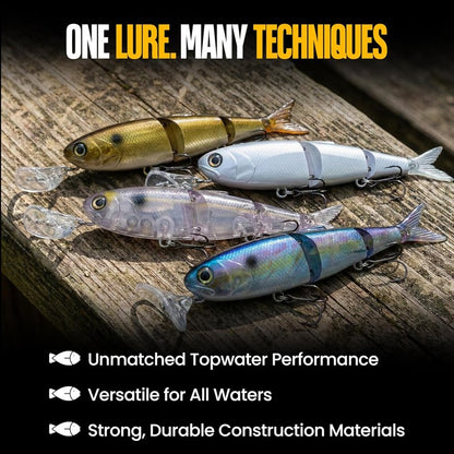 Topwater Fishing Lure | Headbanger Spitfire Hybrid Wakebait & Propbait for Bass, Pike & Musky - 4.5" & 6.5" Sizes