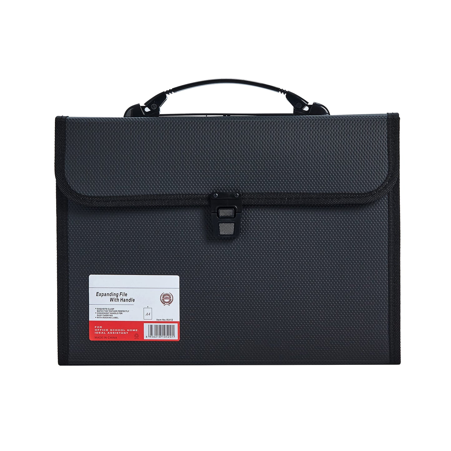 Legal Size 13 Pocket Accordian File Organizer Expanding File Folder for FC A4 Paper, Briefcase File Case with Durable Handle & Buckle Closure for School Home & Business (Black-2)