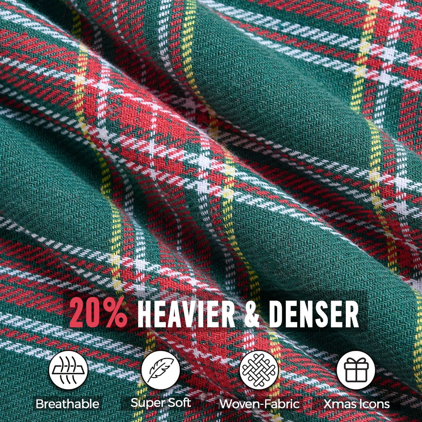 Green Tartan Plaid Christmas Decorative Throw Pillow Covers 18x18 Set of 2, Green Farmhouse Christmas Decor Buffalo Plaid Pillows for Couch & Living Room, Traditional Country Xmas Decorations