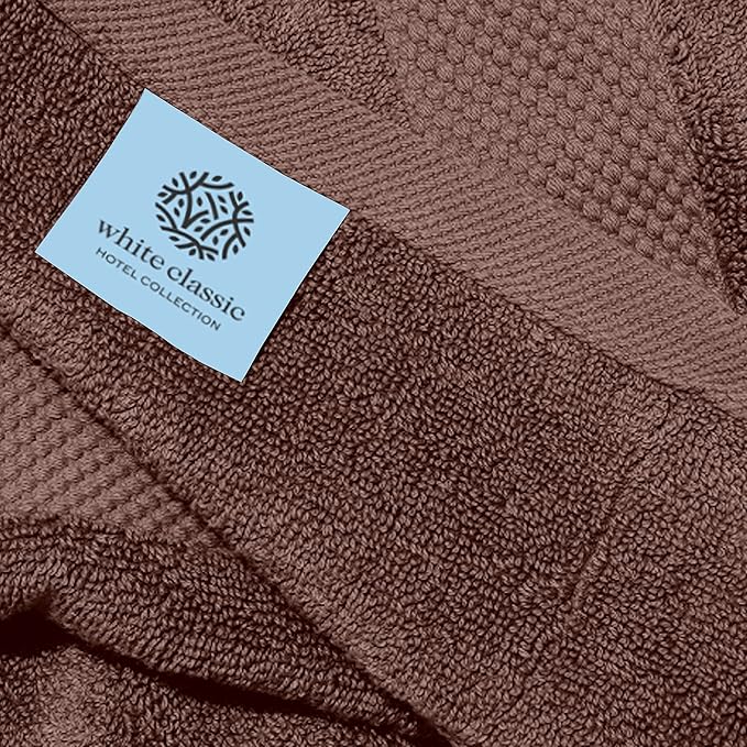 White Classic Luxury Brown Hand Towels