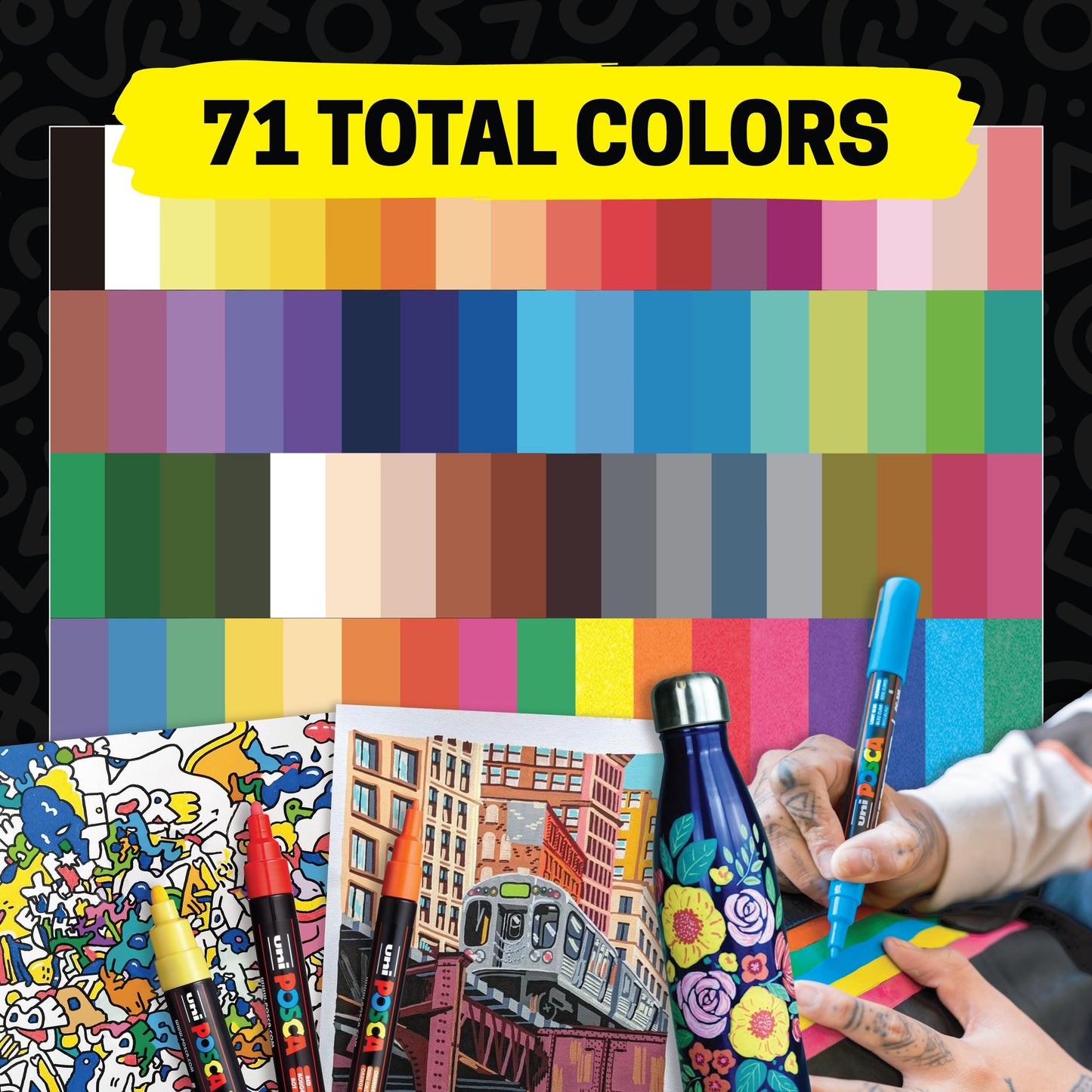 posca Paint Markers, 3M Fine Point Acrylic Paint Pens with Reversible Tips, Art Supplies For Gifts, Decorations Fabric, Metal, Glass, Wood and Canvas, Set of 15