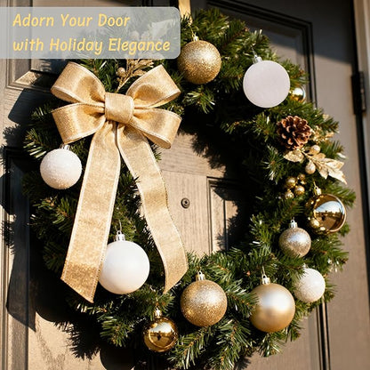 50ct Christmas Balls Ornaments for Xmas Tree, White and Gold Shatterproof Christmas Tree Decorations Hanging Ball for Holiday Party Decor(1.57"-2.36")