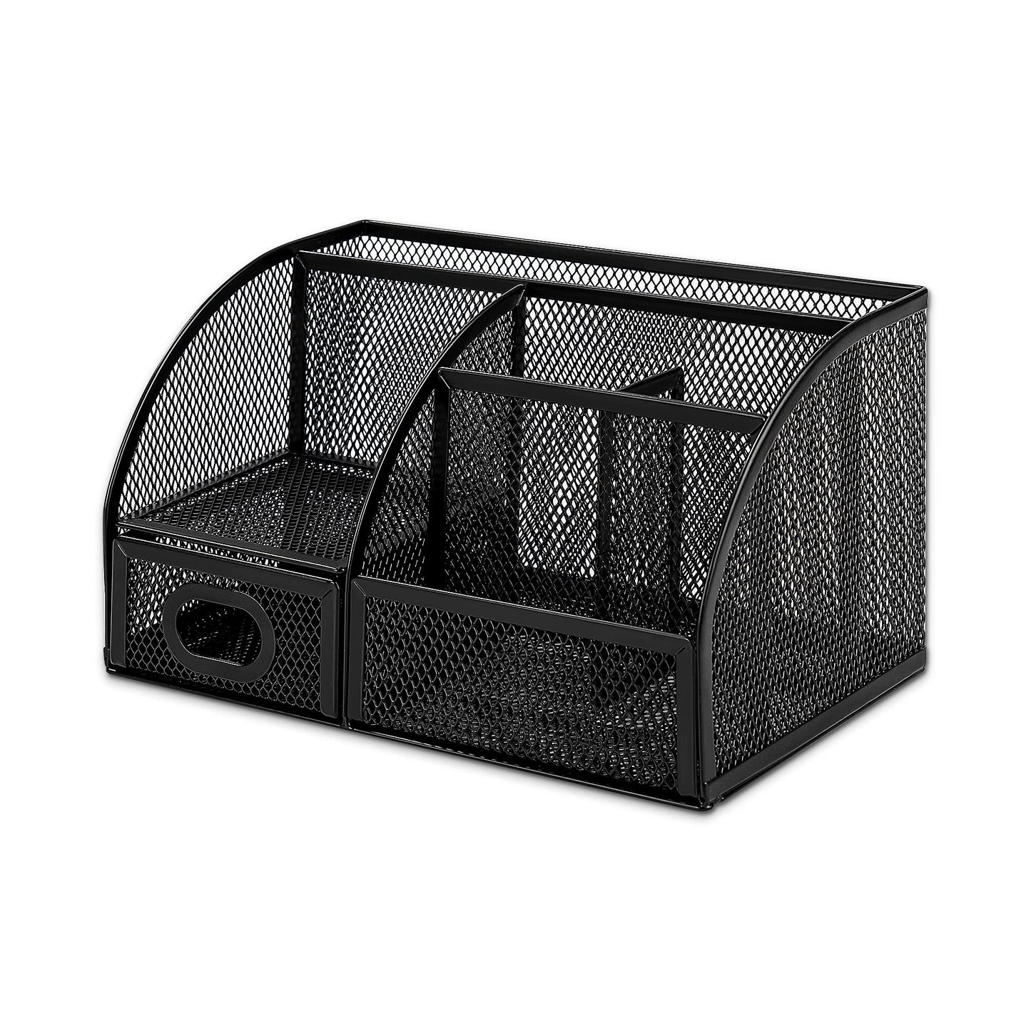 Amazon Basics Pen Holder and Desk Organizer, Office Supplies Storage Caddy, 9.1" x 5.9" x 5.5", Black