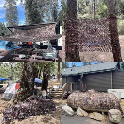 Yeacool Camouflage Netting Bulk Roll Burlap Camo Tarp Sunshade Net for Hunting Blind Outdoor Photography Dinosaur Birthday Theme Party Decoration (Camo Bionic Leaves, 4.9ftx19.7ft, 1.5m*6m)
