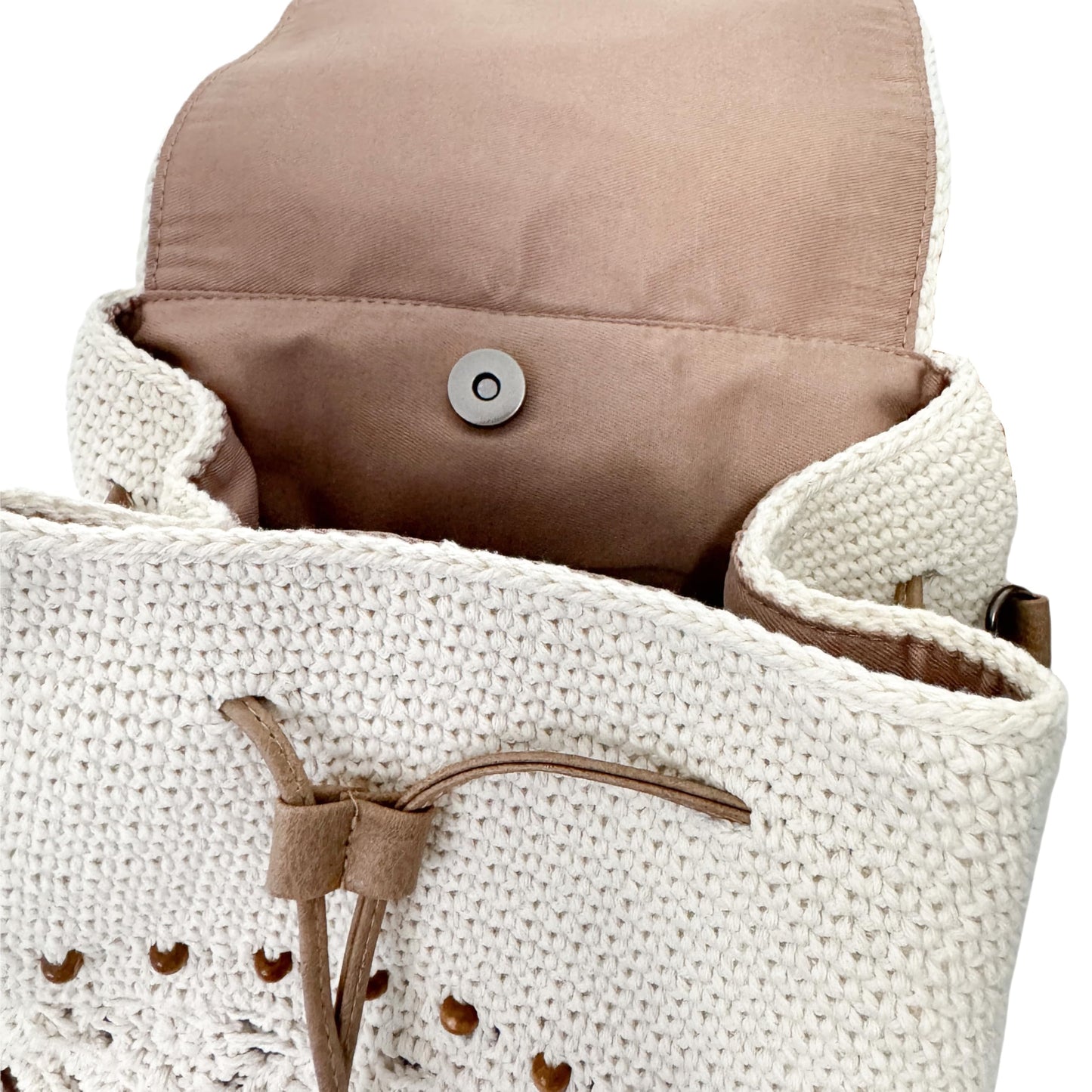 Eiyye Handmade Crochet Backpack for Women Premium Cotton Rope Boho Rucksack with Adjustable Straps Lightweight Woven Shoulder Backpack for Travel Beach & Everyday Casual