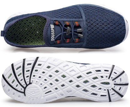 DOUSSPRT Men's Water Shoes Quick Drying Sports Aqua Shoes BlueWhite Size 12.5