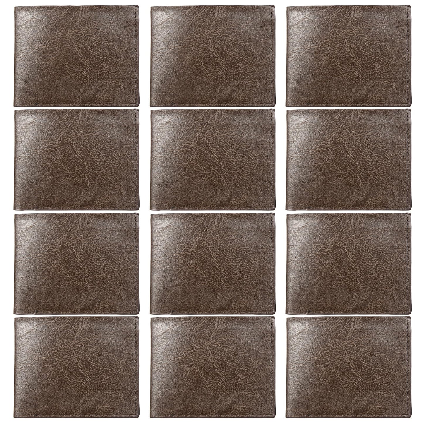 VZZNN 12 PCS Leather Bifold Wallets for Men,Men’s Wallet Bulk for DIY Engraving,With money clip,card holder (Brown)