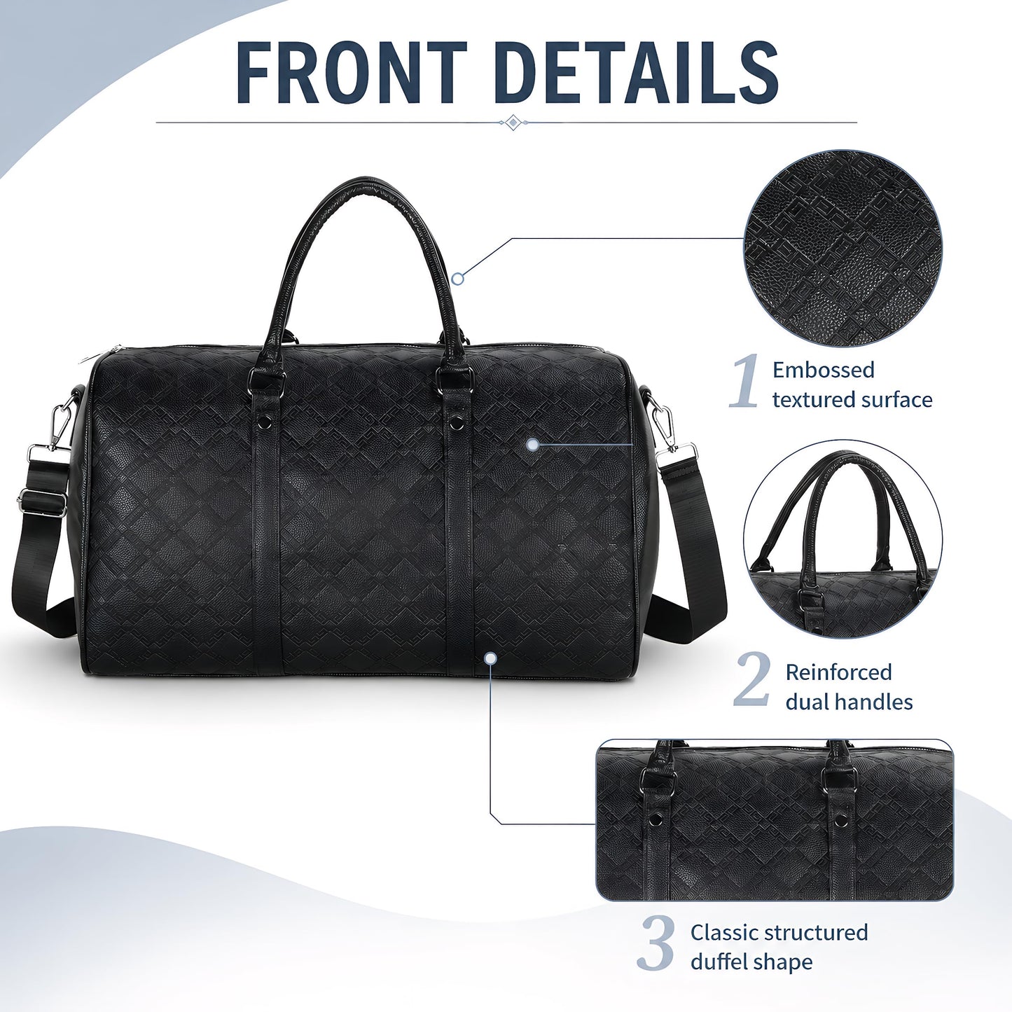 Vegan Leather Gym Duffle Bag for Travel, Sports, Fitness & Workout, Large Overnight Weekender Bag for Men & Women