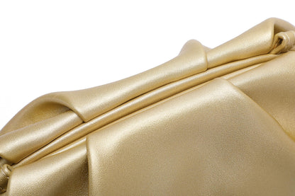 YUWITA Soft PU Leather Clutch Purses for Women Formal Elegant Luxurious Evening Bag (Gold)