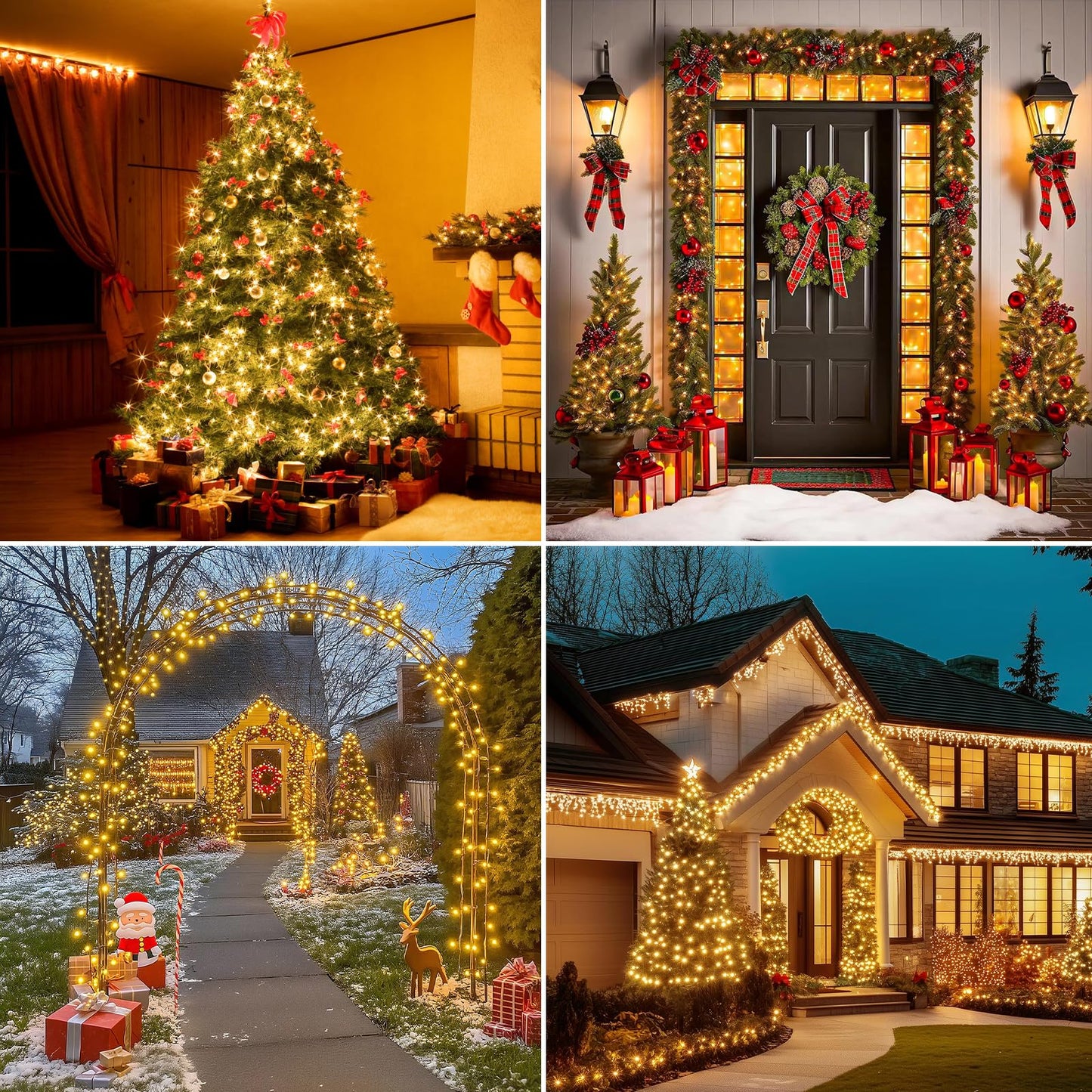 Christmas Cluster Lights Plug-in -52FT 800 LED Firecrackers String Lights,8 Modes Timer Waterproof Twinkle Fairy Lights for Christmas Tree Garland Party(Warm White)
