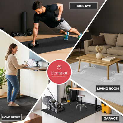 bemaxx Gym Mats Set - 18 pcs EVA Interlocking Foam Floor Tiles (12.6"x12.6"x0.4") 18sqft Protective Gym Flooring Sports Home Workout Exercise Mats Puzzle Garage Fitness Play-Room Pool Treadmill Bike