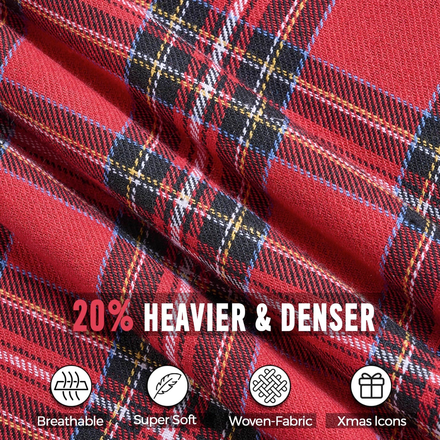 Red Tartan Plaid Christmas Decorative Throw Pillow Covers 18x18 Set of 2, Red Plaid Christmas Decor Tartan Pillows for Couch Bed & Living Room, Retro Classic Xmas Decorations for Winter Holiday