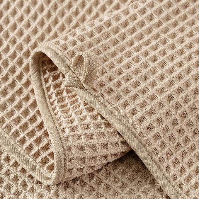 Microfiber Waffle Face Towels, 4 Pieces, Fast Drying, Lint Free 430 GSM