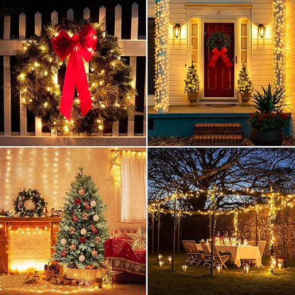Battery Operated Christmas Lights, 41Ft 120 LED String Lights 8 Modes with Timer Mini Lights for Indoor Outdoor Wreath Wedding Party Garden Home Decor, Waterproof, Warm White