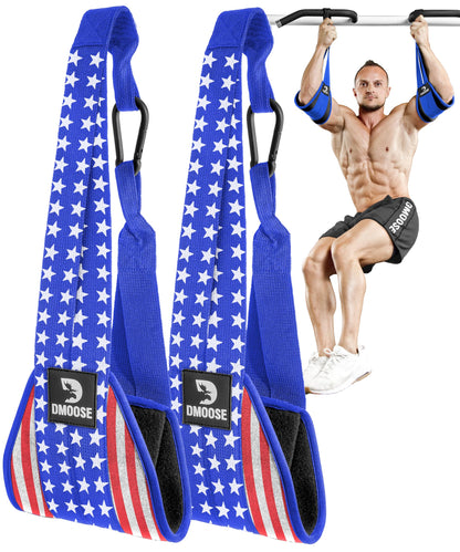 DMoose Fitness Hanging Ab Straps for Pull Up Bar & Core Strength Training - Soft Padded Exercise Straps for Ab Swing & Leg Raises, Hang Bar Strap with 2 Steel Carabiners - Abs Equipment for Home & Gym