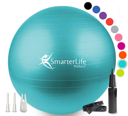 SmarterLife Exercise Ball Yoga Ball for Fitness, Balance, Stability, or Pregnancy, Gym Ball for Core Workout, Physical Therapy, Yoga Ball Chair for Office, Anti-Slip Anti-Burst