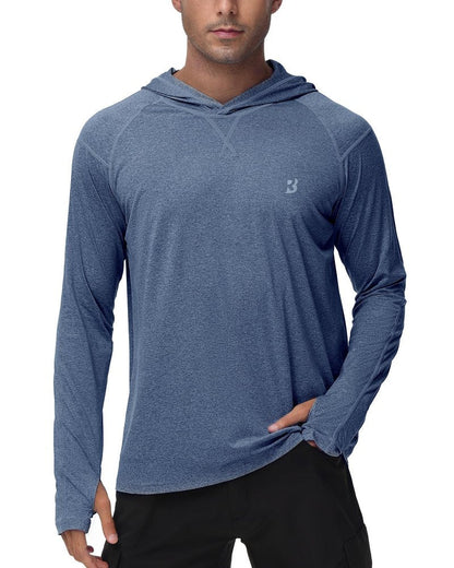 Roadbox UPF 50+ Fishing Shirts for Men Long Sleeve UV Sun Protection Hoodie Outdoor Hiking Shirts