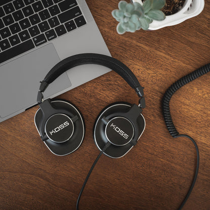 Koss Pro4S Full Size Over-Ear Studio Headphones, Detachable Cord with Dual Choice Entry, Black with Silver Trim