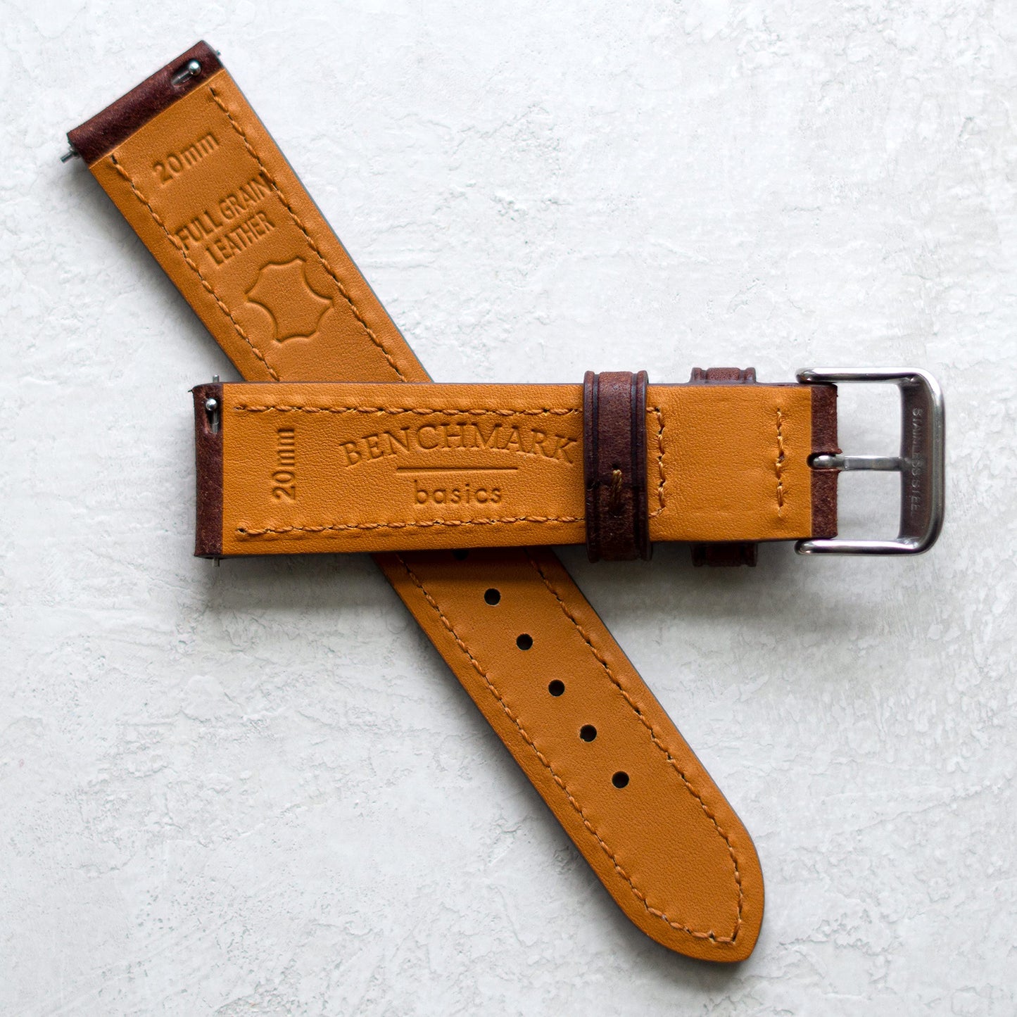 Benchmark Quick Release Leather Watch Band - Premium Italian Full Grain Leather Watch Straps for Men & Women (22mm, Black)