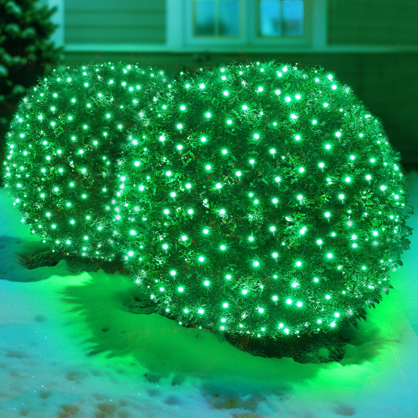 Sylampow Led Green Christmas Net Lights Outdoor Christmas Bushes Lights 120Led 6ftx5ft, Connectable Outdoor Indoor Mesh Net Lighting for Xmas Holiday, Garden, Lawn, Shrubs, Trees, Bushes Decorations