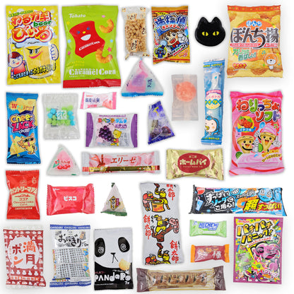 Japanese Snacks & Candy Dagashi with English Pamphlet 30 Pieces Custom Gift Set (Box)