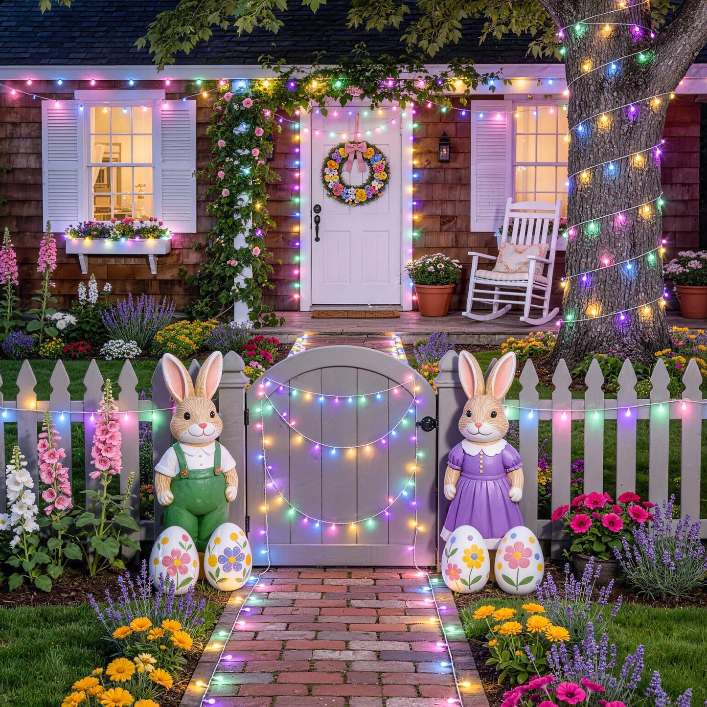 JMEXSUSS 200 LED Easter Lights Outdoor Indoor for Decorations, 66 Ft Connectable Pastel Easter Lights String Clear Wire Plug in for Bedroom Tree Room Party Spring Decor