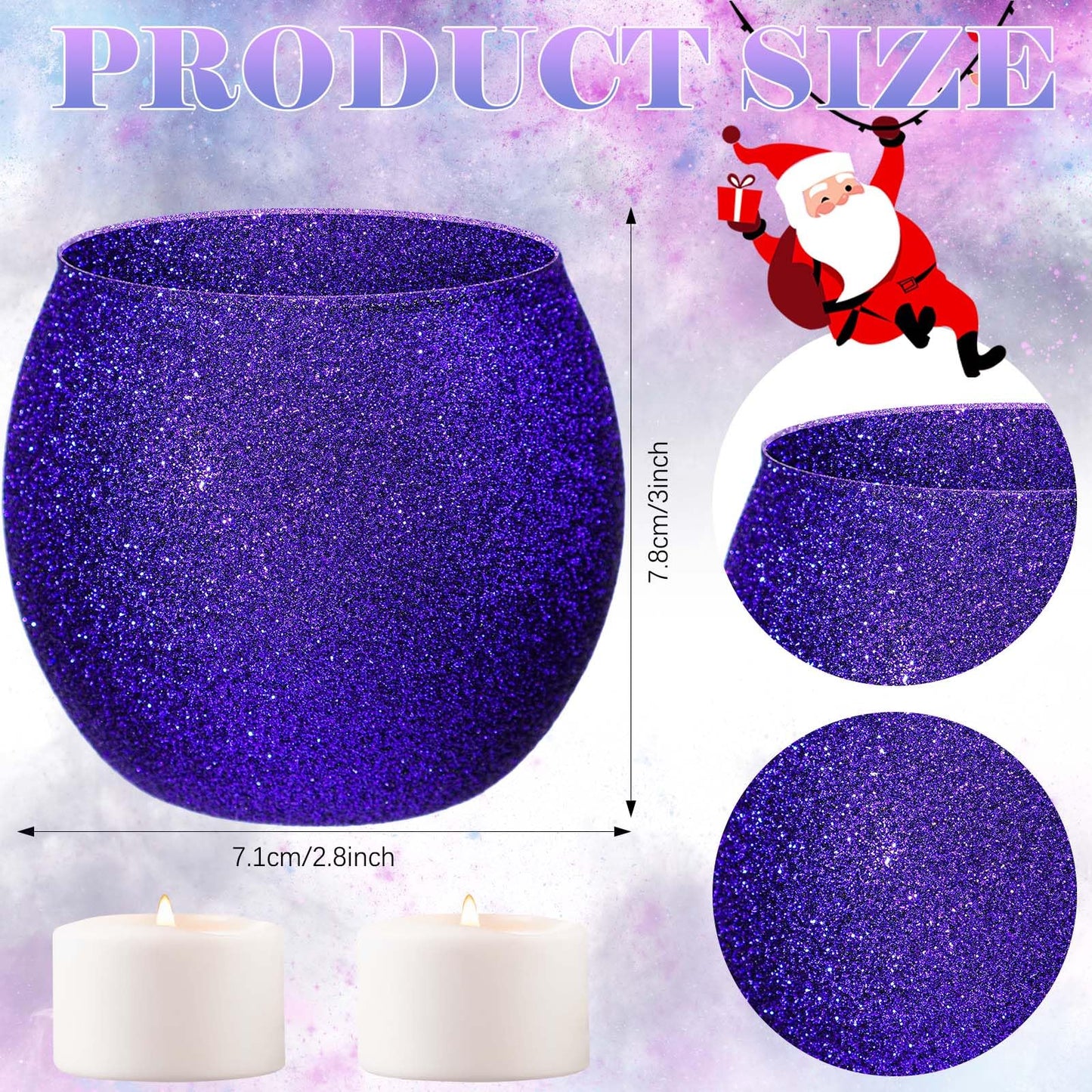 Mumufy 4 Set Christmas Advent Candle Holders Glass Tealight Votive Candle Holders for Tabletop Centerpiece Christmas Table Decorations Gifts
