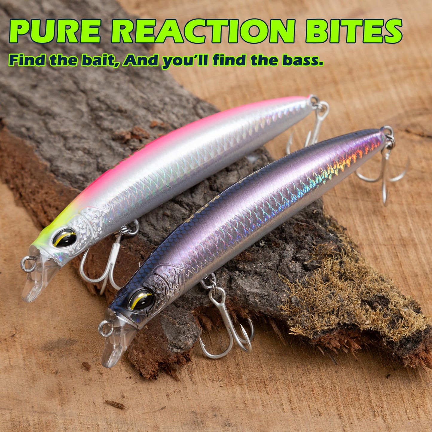 MYSOAS Jerkbait Fishing Lure Minnow 119S, Slow Sinking Saltwater Surf Fishing Lures with Tungsten Weight, Long Cast System, Through-Wire Construction, BKK 4X Hooks, for Halibut Striped Bass Surf Perch