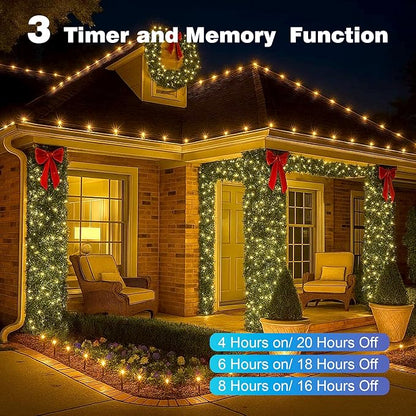 Christmas Lights 800 LED 264 FT, IP67 Waterproof Christmastree Lights with 8 Modes, Remote Control 3 Timers & Memory Function Xmas Decorations for House and Holiday (Warm White)