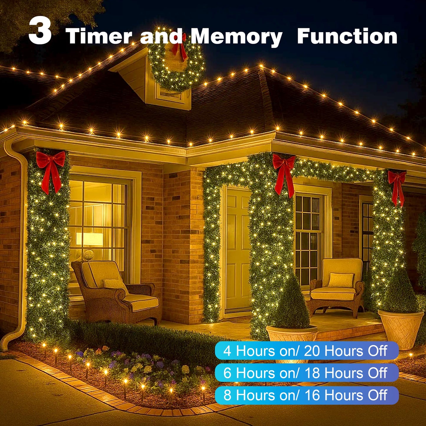 Domolli Christmas Lights 800 LED 264 FT, IP67 Waterproof Christmastree Lights with 8 Modes, Remote Control 3 Timers & Memory Function Xmas Decorations for House and Holiday (Warm White)