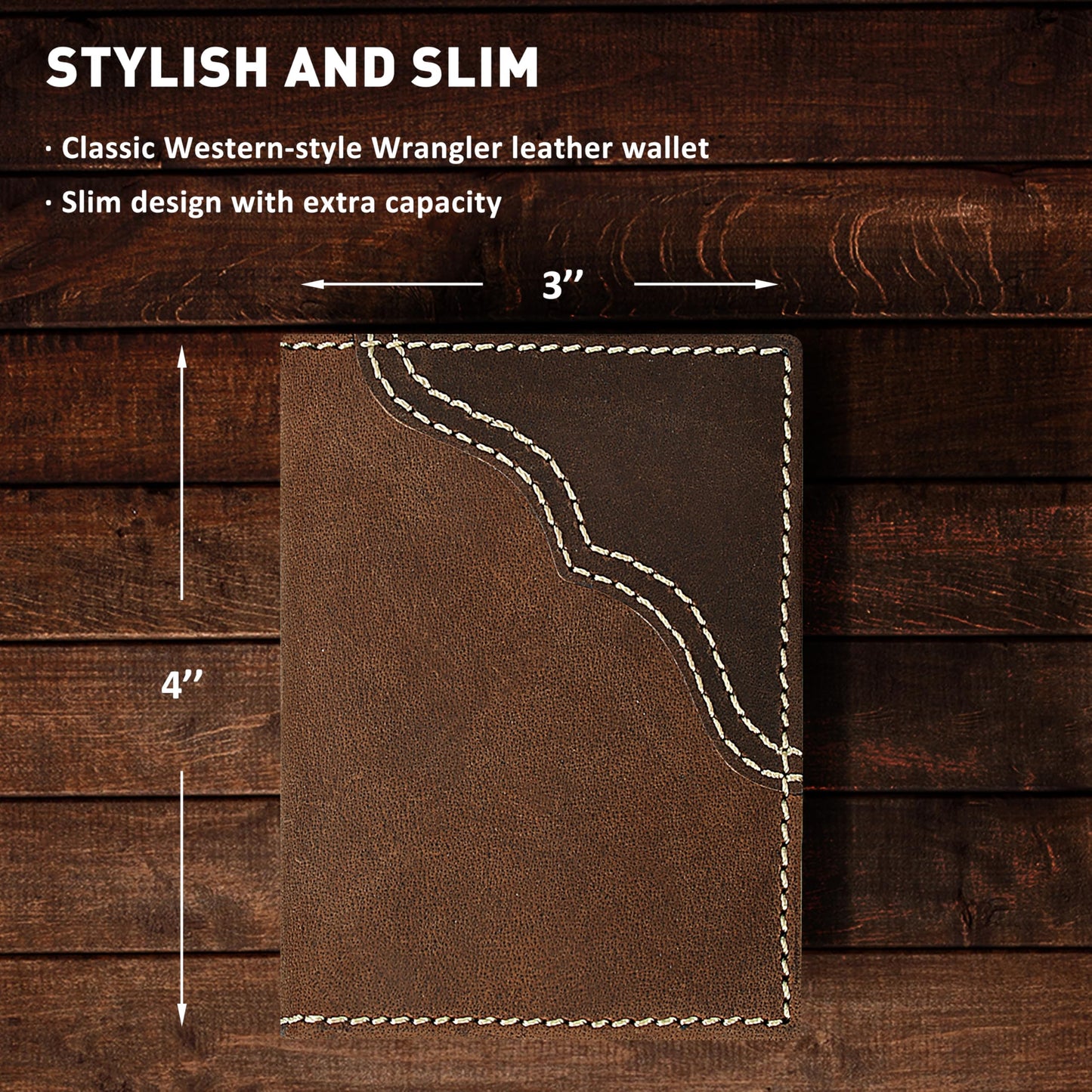 Wrangler Men's Bifold Wallet with Money Clip & ID Window, RFID Blocking, Genuine Leather, Minimalist, Gift for Him
